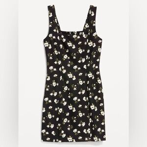 Old Navy Black Floral Square-Neck Midi Dress